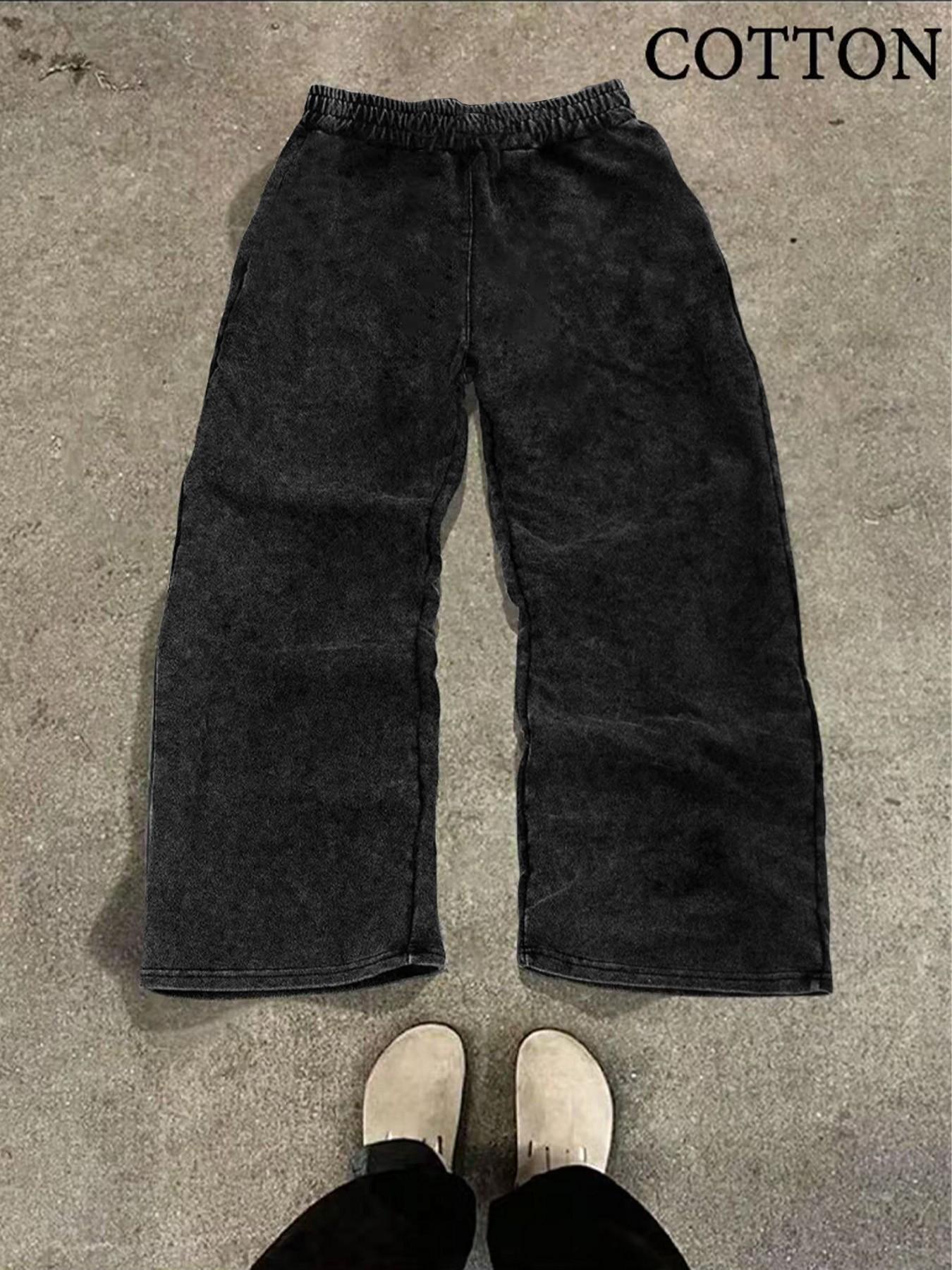 Men's Long Pants, Vintage Washed Jeans, Fashion Jean Bottoms, Carp and Samurai Sword Print Pattern, Urban Japanese Street Style, Casual Fitted Pants for All Seasons, Fashion, Streetwear