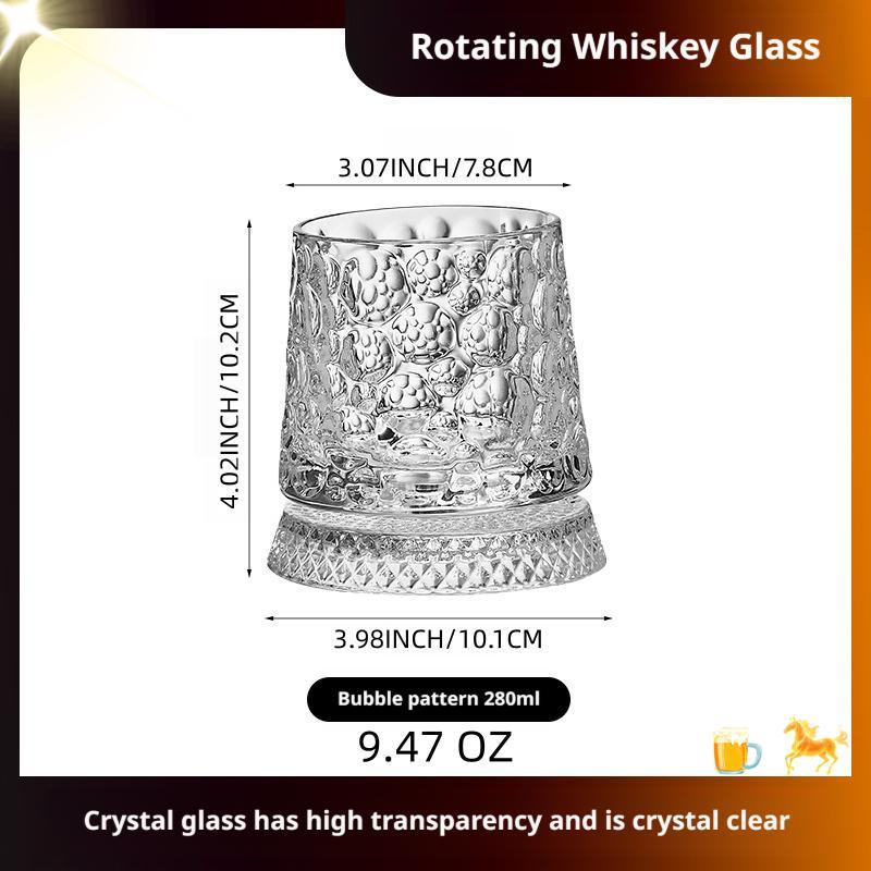 Luxury Whiskey Glass Rotating Cup, Crystal Glass Wine Cup, Home Use Beer Mug, High-End Barware, Elegant Drinkware for Special Occasions