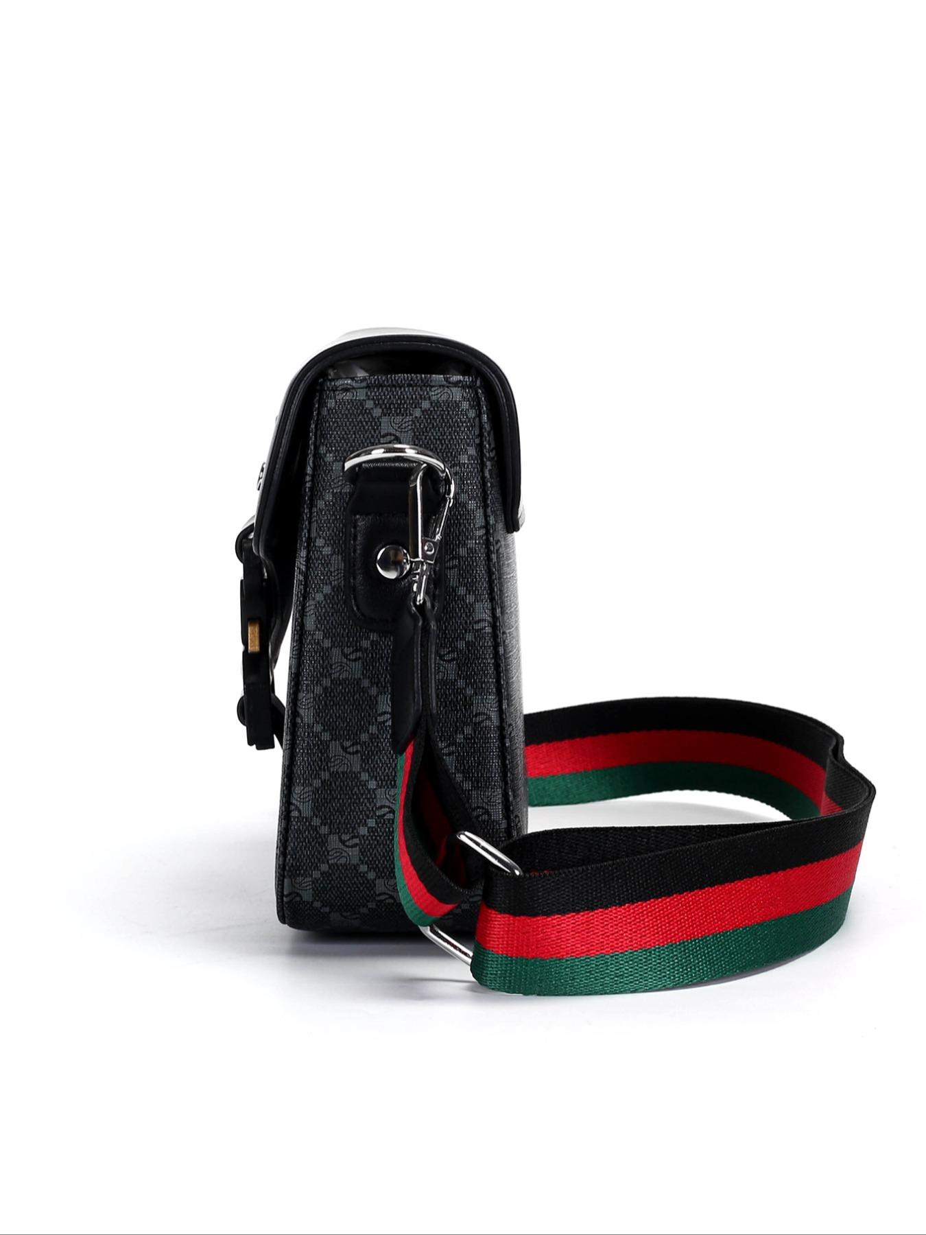 Men's Geometric Pattern Flap Closure Fashion Crossbody Bag, Casual Shoulder Bag, Multifunctional PU Leather Travel Bag, Casual Daily Use, Work School Accessory, Multifunctional Portable Bag, High Quality Bag