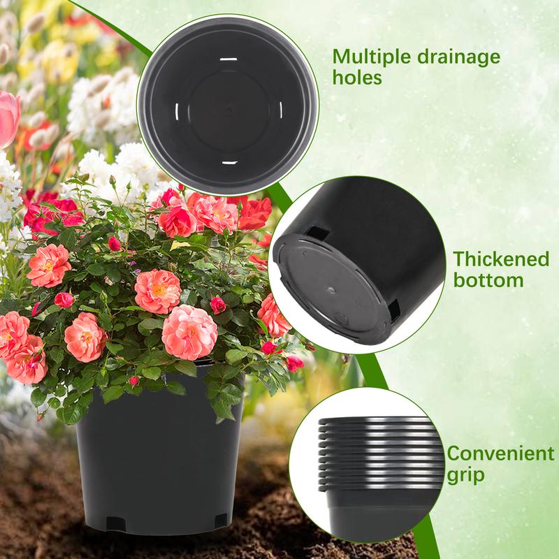 Findmall 10PC Black Trade Gallon Root Garden Container Premium Nursery Pots