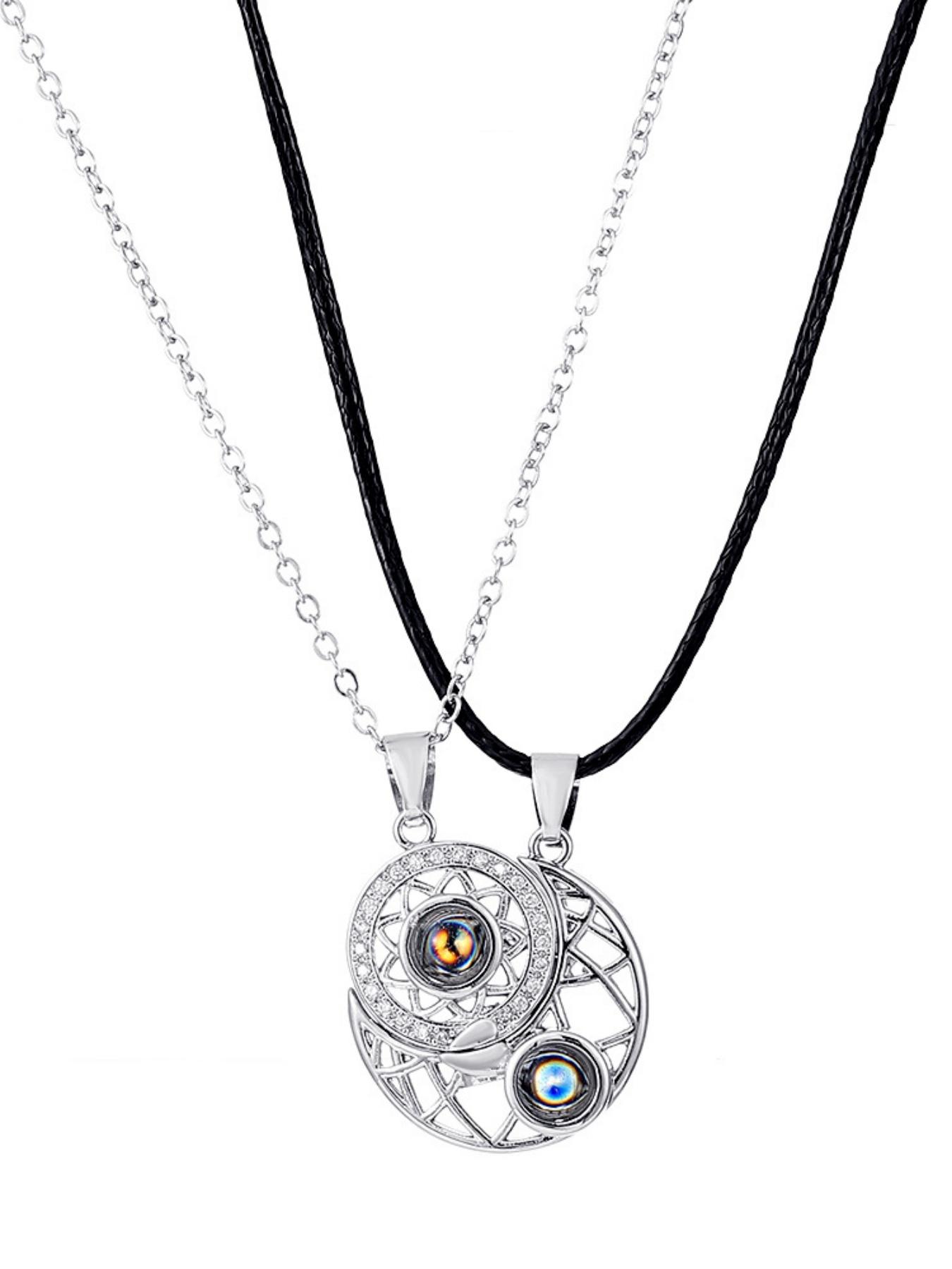 Trendy Couple Necklace Set, Fashionable Layered Necklaces, Yin Yang Design, Perfect Gift for Friends and Lovers, Elegant Lockbone Jewelry