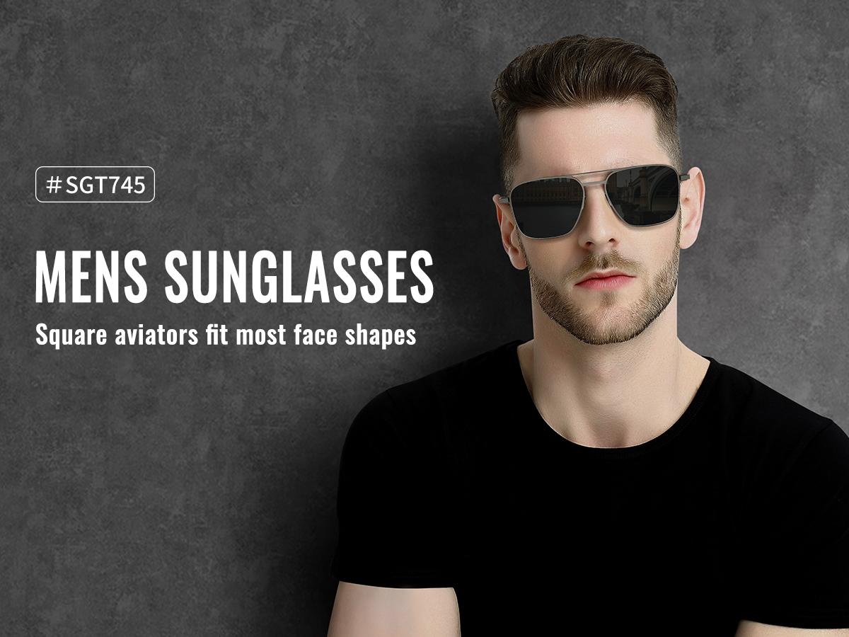 SUNGAIT Polarized Retro Square Aviator Sunglasses for Men Women UV400 Protection Vintage Metal Frame Travel Driving Beach Daily Eyewear Outdoor SGT745 SUNGAIT Polarized Retro Square Aviator Sunglasses for Men Women UV400 Protection Vintage Metal Frame Travel Driving Beach Daily Eyewear Outdoor SGT745