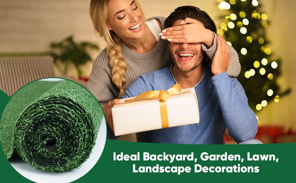 Artificial Grass Outdoor Indoor, 3 FT x 5 FT Faux Turf Lawn, 0.4" Artificial Grass Rug for Patio, Rug Synthetic Grass Mat with Drainage Holes