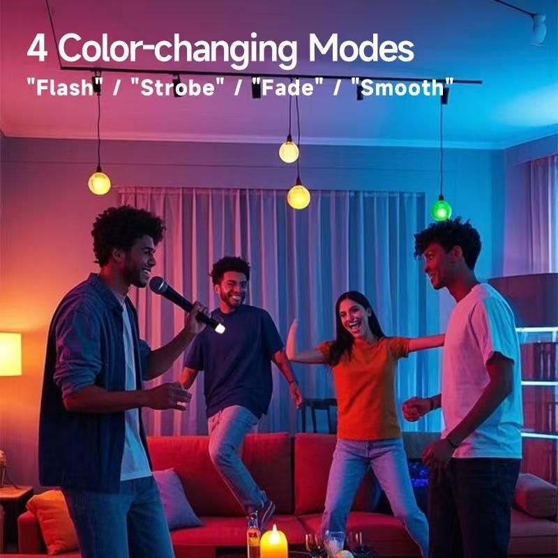 Round Charging RGB Bulb, Three-Tone Lighting, Remote Control, Magnetic Installation, Wireless Portable, Emergency Lighting Atmosphere Lamp