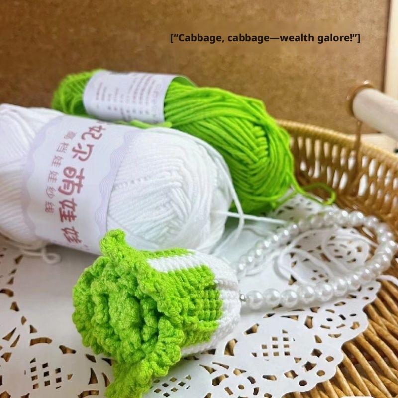 Wealthy Cabbage Keychain Knit Pendant, Handmade Crochet Doll Bag Charm, Small Gift Accessory, Unique Crafted Decoration