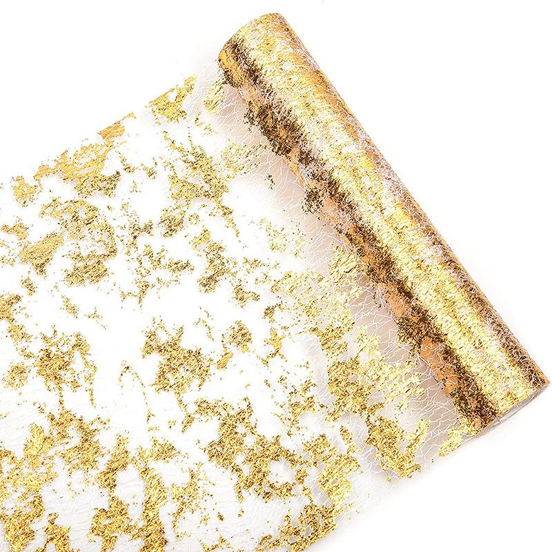 Mesh Table Runner, Elegant Event Decor Material, Perfect for Festivals, Parties, Weddings, Luxurious Golden Tablecloth