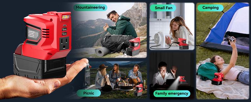 200W Power Inverter Compatible with Milwaukee 18V Battery, Battery NOT Included, DC 18V to AC 110V~120V Battery Inverter, Portable Power Station Generator with 2 USB Ports & 1 Type-C & 1 AC Outlet 200W Power Inverter Compatible with Milwaukee 18V Battery, Battery NOT Included, DC 18V to AC 110V~120V Battery Inverter, Portable Power Station Generator with 2 USB Ports & 1 Type-C & 1 AC Outlet