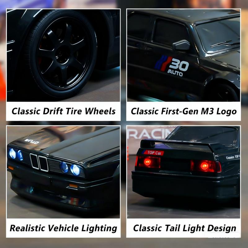 1:24 Remote Control Drift Car with 2.4GHz 4wd, Amazing Lights and Tires, Includes Road Obstacle Tools, Perfect Birthday Gift