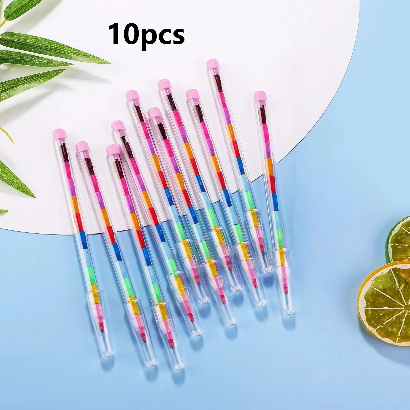 10pcs Stackable Crayons Pencil, Colorful Painting Graffiti, Kid Party Supplies, Birthday Gift, Kindergarten School Teacher Prizes