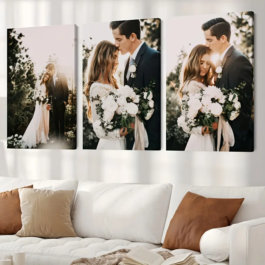 2D Flat Set Of 3 Personalized Framed Canvas Art, Turn Your Photos Into Stunning Framed Wall Decor. Ready To Hang For Bedroom, Living Room & Office, Ideal Gift For Halloween, Christmas, Mother’s Day & Father’s Day.