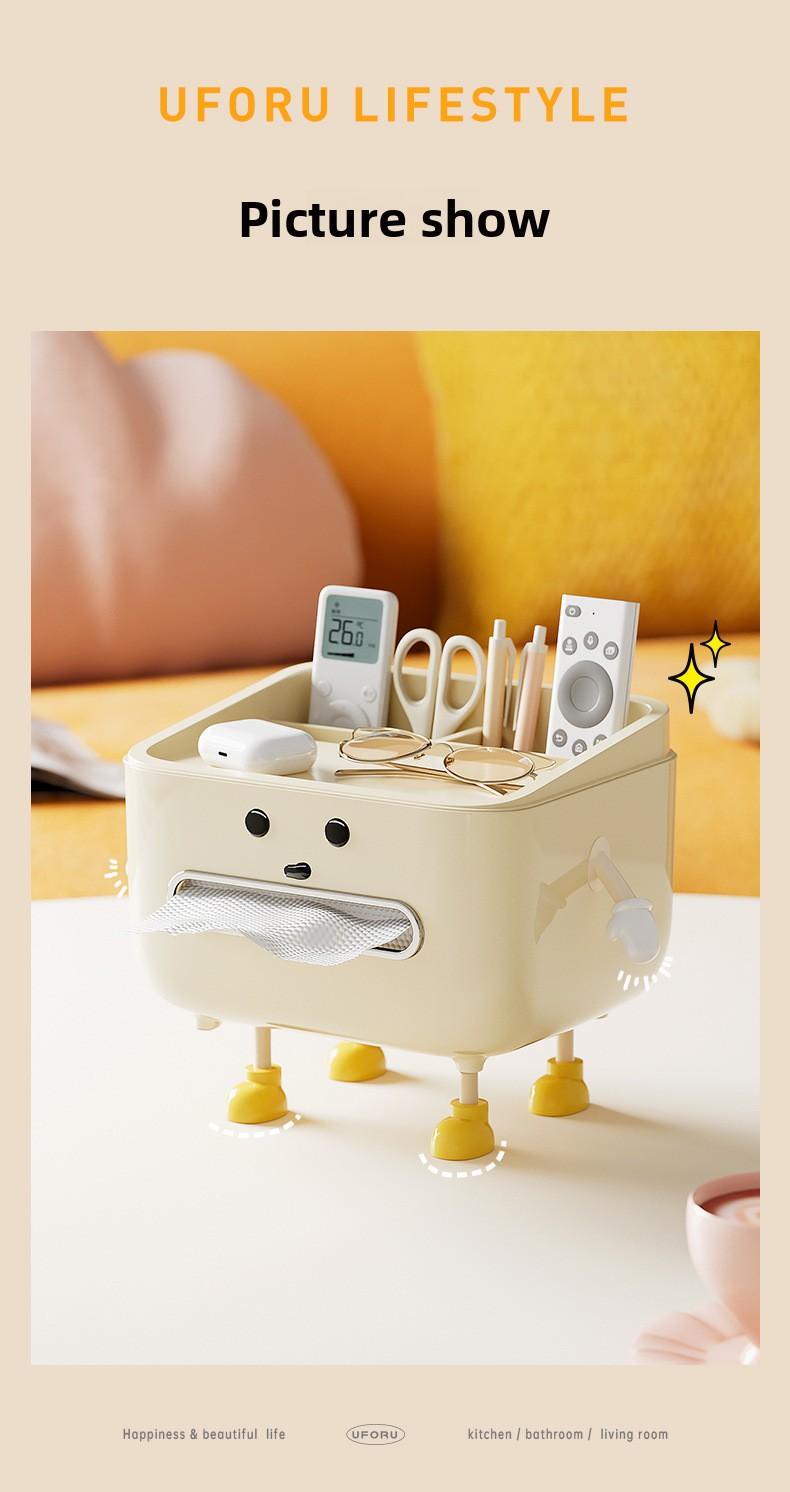 Desktop tissue box, simple and upscale, large capacity, suitable for living room coffee table or dining table, multifunctional, also serves as a remote control storage box