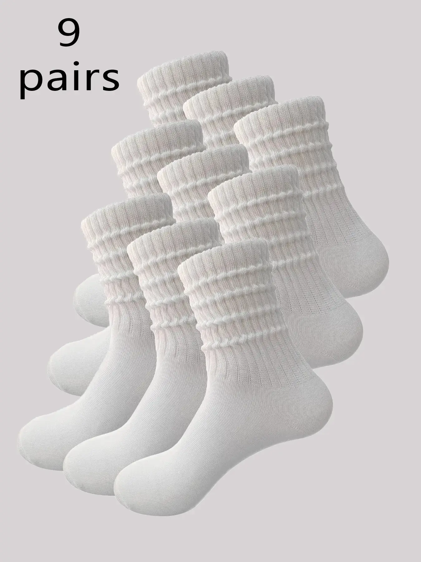 9 Pairs Solid Color Women's Crew Socks, Fall Winter Warm Comfort Soft Casual Knee-High Socks, Cozy Long Tube Socks for Daily Wear