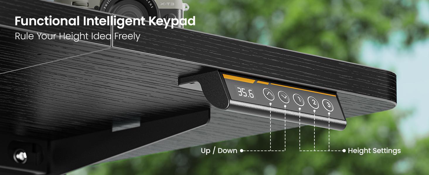 Huuger 48/55 Inch Electric Standing Desk, Stand up Desk, 27.6" Deep Desktop, 28.3" to 46.5" Height Adjustable Desk, Computer Desk with 2 Hooks, 3 Preset Heights, Office Desk