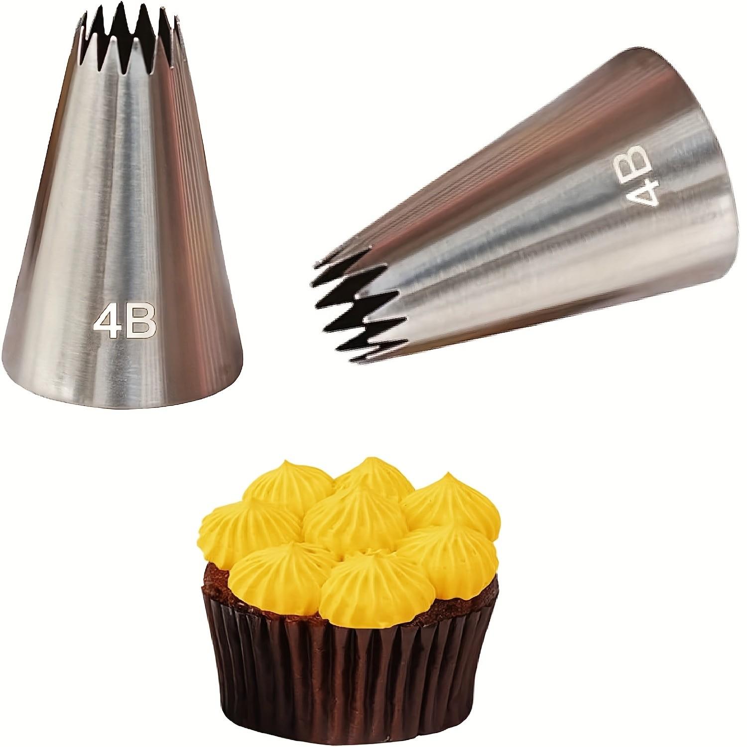 4pcs Large Cake Decorating Piping Tips for Cupcakes and Baking, Stainless Steel Icing Piping Nozzle Cake Decorating Pastry Tips Tool