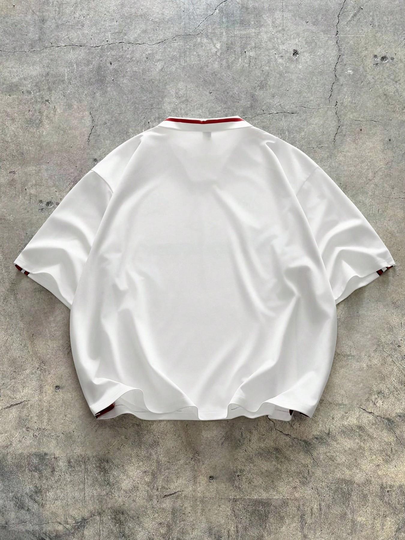 90s Retro White Red Striped Oversized Soccer Jersey, Y2K Vintage Streetwear Football Shirt, Harajuku Hip Hop Casual Polo Top, TikTok Viral Throwback Athletic Tee