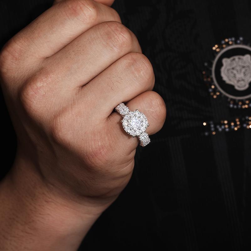 【#R316】UCCIYO S925 Silver Synthetic Moissanite Women Wedding Ring Round Cut D Color VVS Synthetic Moissanite Engagement Ring Shining Jewelry