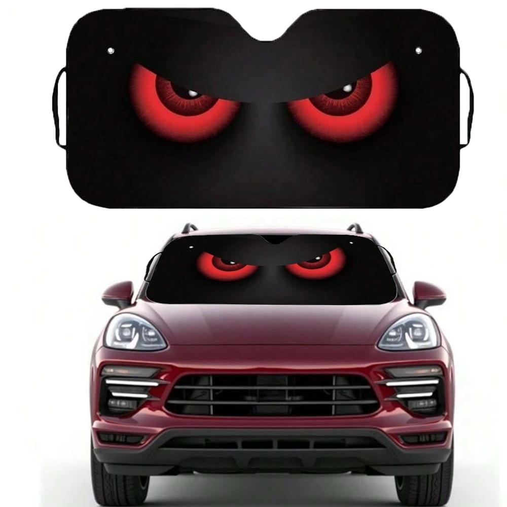 1pcs Cute Eye Car Sunshade, UV Protection, 59x27 Inch Roll-Up Polyester Foldable, Fits Rvs Suvs, Universal Fit, All-Season Use