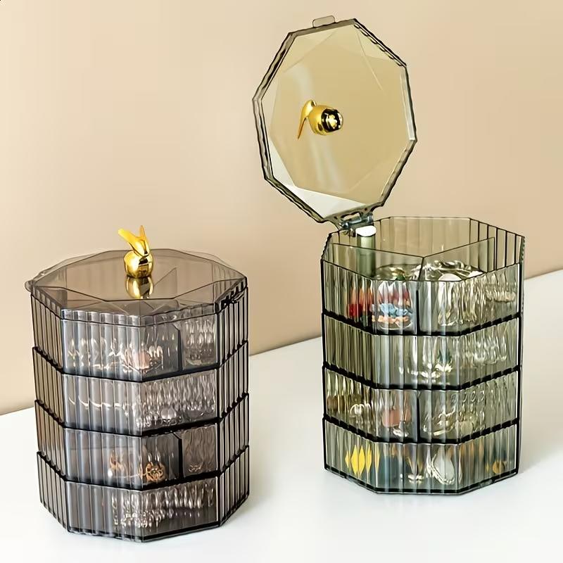 High-End Rotating Jewelry Organizer Box, Elegant Necklace Earring Storage, Multi-Layer Jewelry Case, Stylish Handheld Accessory Box