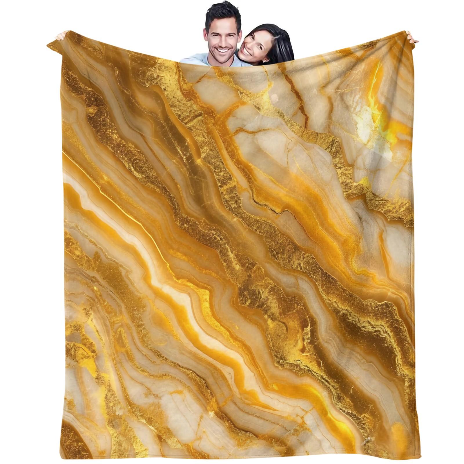 Modern Luxury Marble Print Flannel Blanket, Soft and Fluffy, Warm and Breathable, Ideal for Fluid Art Enthusiasts to Use at Home, in the Office or While Traveling, and an Excellent Gift for Family and Friends