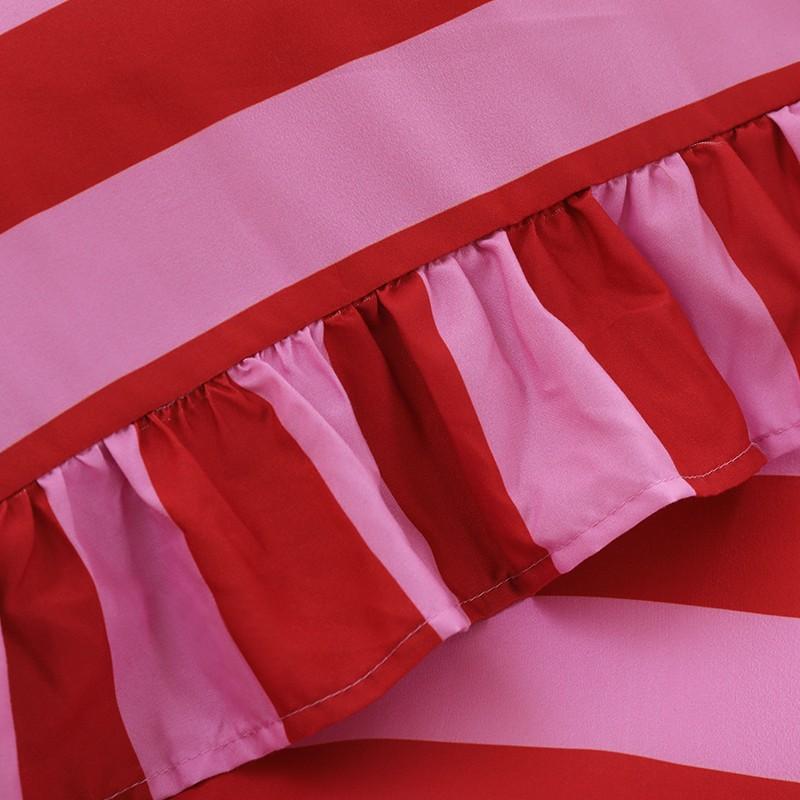 Striped Print Ruffled Soft Bedding Set, Includes 1 Duvet Cover + 2 Pillowcases, Inserts Not Included Stylish Cozy Bedding for Couple Bedroom, Ideal Valentine's Day Gift