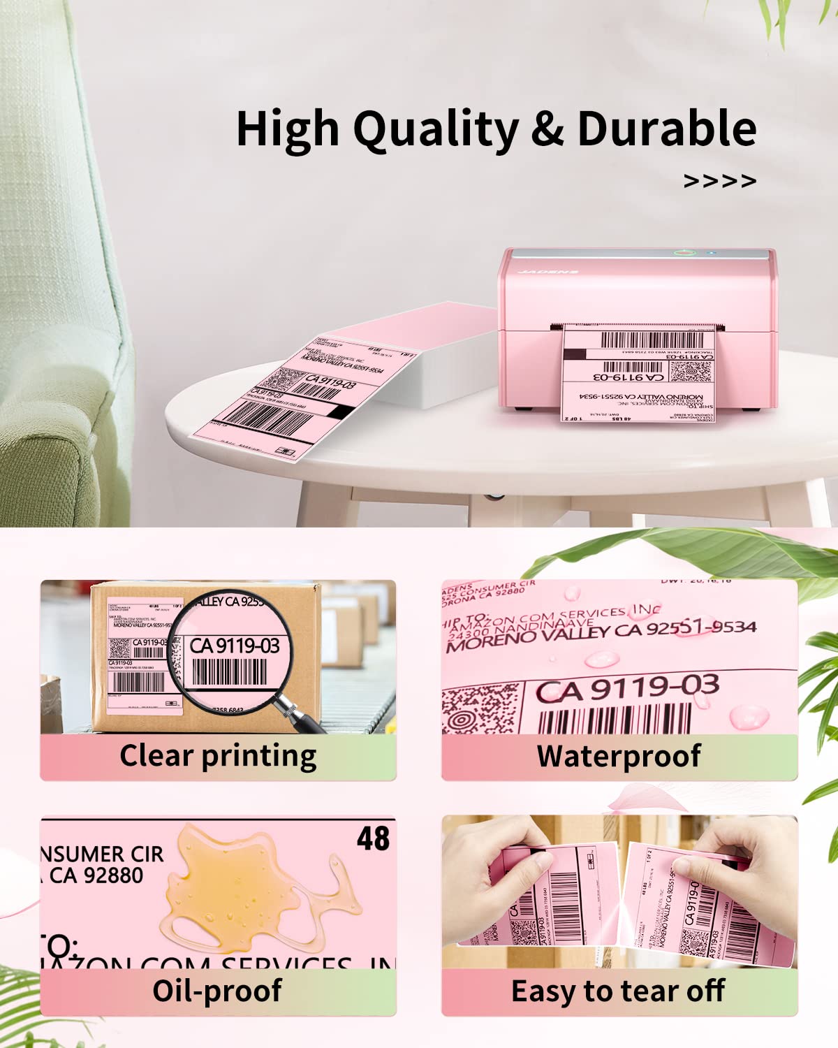 Jadens 4 Inch Foldable Thermal Printing Paper Waterproof Anti-friction 4'' x 6'' Sticker Paper For printer PD-A4 BPA-Free 250 Sheets