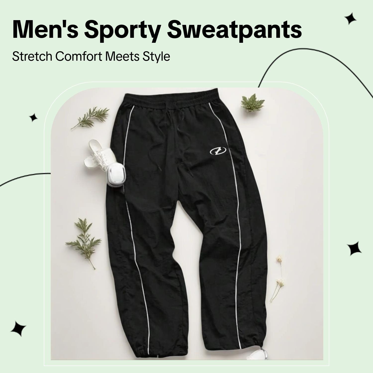 Men's Casual Sports Pants, Loose Fit, Elastic Cuff, Fashion Print, Lightweight Fabric, Perfect for Daily Wear, Sports Bottoms