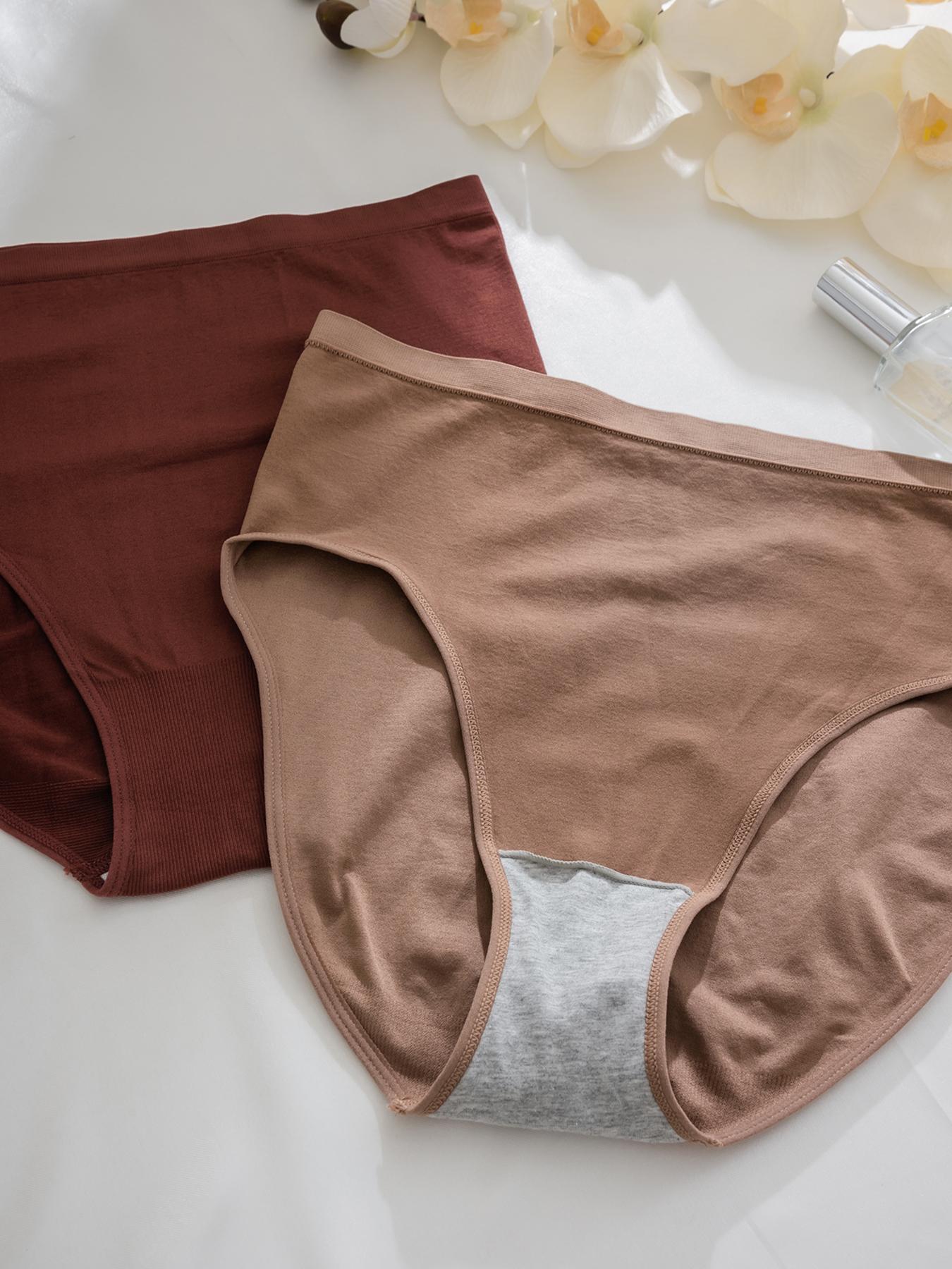 【Plus Size】 Solid Color Knicker, Soft Comfy Breathable Panty for Daily Wear, Women's Underwear for All Seasons