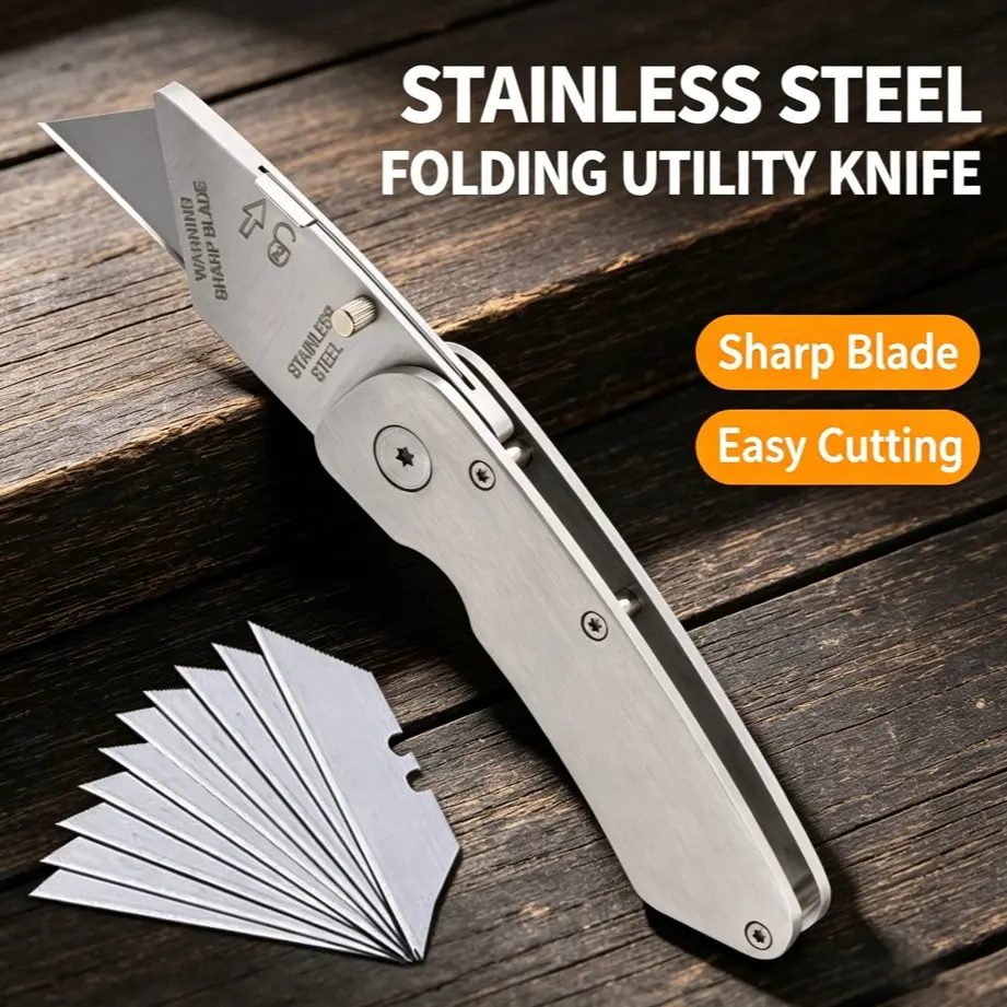 Stainless Steel Folding Craft Knife, Durable and Portable Design, Ideal for Precision Cutting Tasks, Perfect for DIY Projects and Crafts