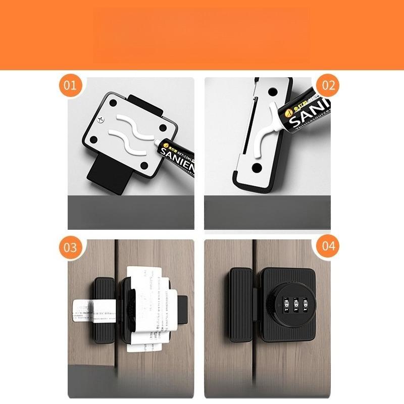 No-Drill Code Lock Bolt Latch Reversible Cabinet Drawer Storage Door Security Lock for Bedroom