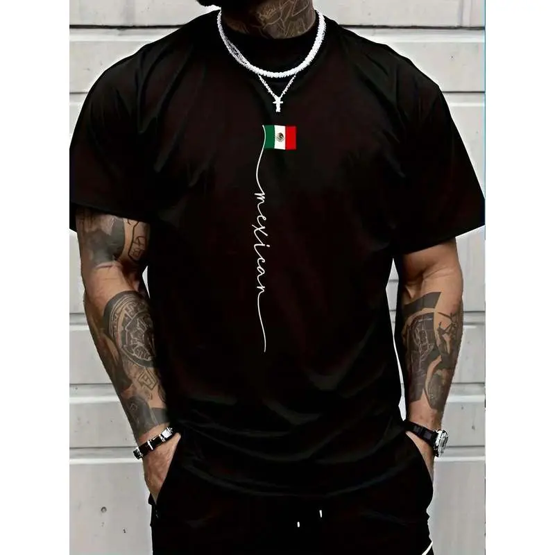 100% Cotton Mexico Signature Mexican Flag T-Shirt Women's Men Graphic Tee