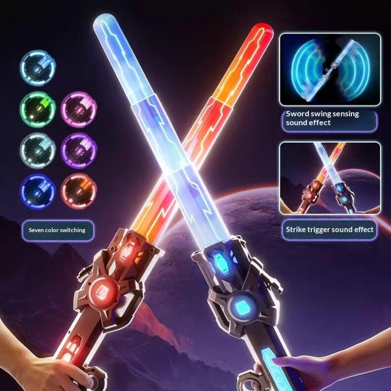 Cyberpunk Light Saber, Extendable Cyberpunk Light Saber with Sound and LED, 32 Color Flowing Effect, Boy Glowing Laser Sword