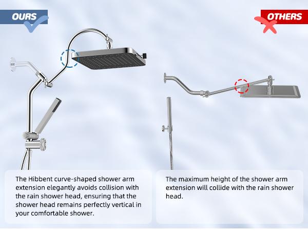 Hibbent Upgraded 13'' Shower Head Combo, High Pressure 5-spray Rainfall Showerhead, Stainless Steel 4 Modes Handheld Spray, All Metal 4-way Diverter Valve, Extension Arm, 71'' Hose and Holder, Chrome