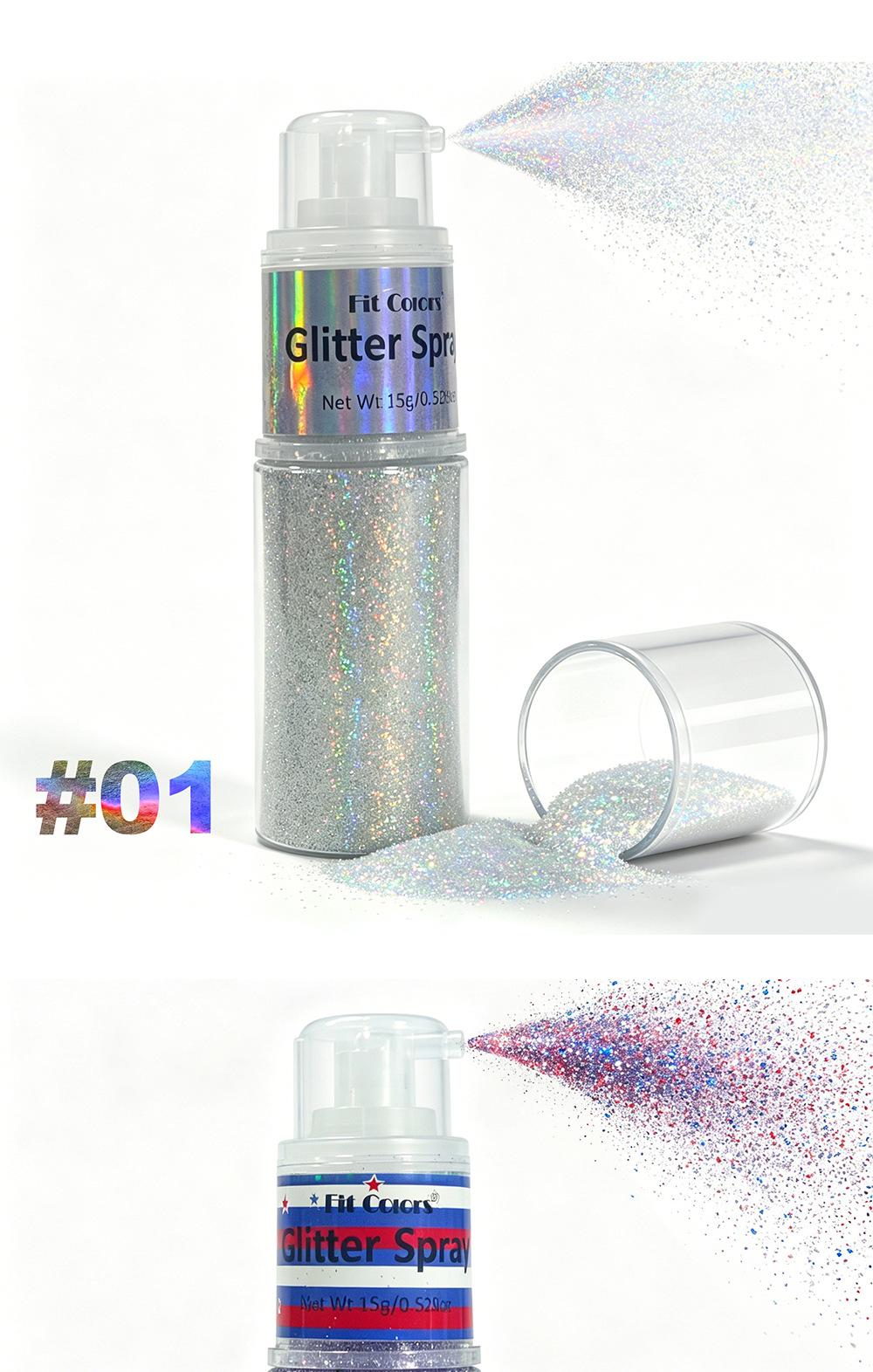 1PC Fit Colors Glitter Spray, Fine Shimmer Highlighter, Long-Lasting Sweatproof, for Face & Body, Stage & Party Makeup, Holographic Glitter Spray, Body Shimmer Spray, Shimmering Body Glitter