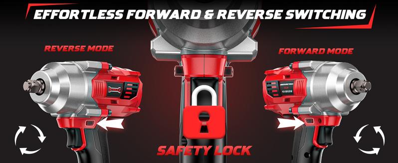 750Ft-lbs (1000N.m) Impact Wrench 1/2 inch Compatible with Milwaukee 18V Battery (Battery NOT Included!), High Torque Brushless Impact Gun with 4-Mode Speed