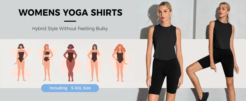 [2 PACK/3 PACK] Fisoew Womens Workout Cropped Tank Tops Racerback Sleeveless Crewneck Running Yoga Active Shirts #Springtok