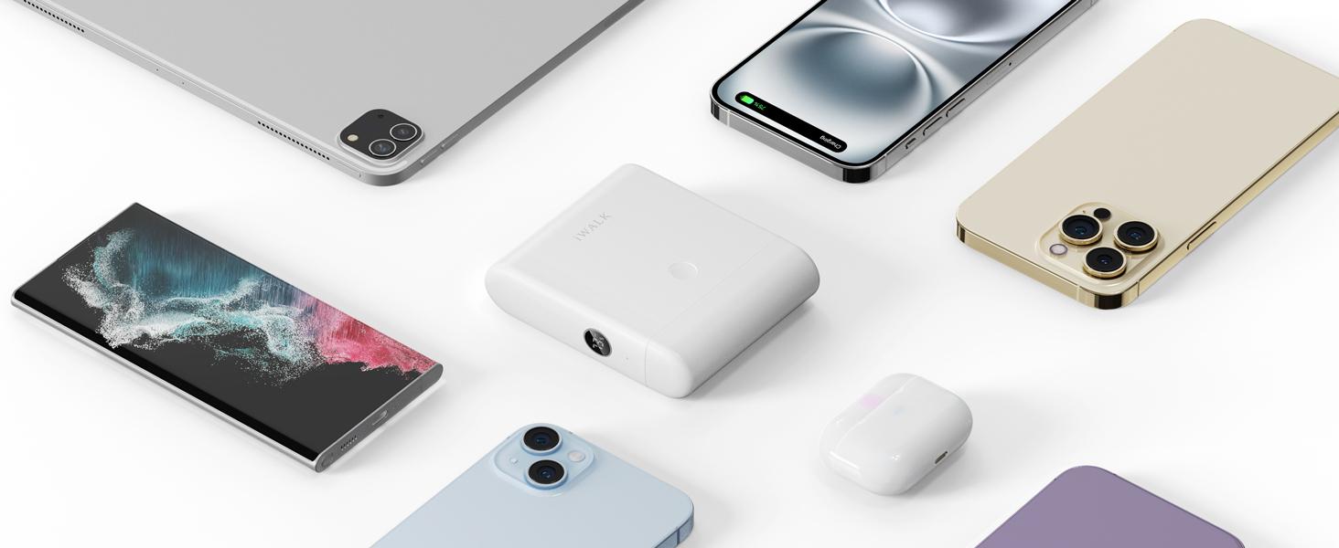 iWALK 13,500mAh 2-in-1 Power Bank with Detachable Mini Charger, Fast Charging, and Case-Friendly Design for iPhone17/16/15, iPad, Samsung, and More - Chargeable - Portable, Usb Battery Powered, Compact