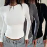【Black Friday】Women's Fashion Long Sleeve Fitted T-Shirt, Versatile Casual Wear for All Seasons, Comfortable and Stylish, Perfect for Spring, Summer, Fall & Winter