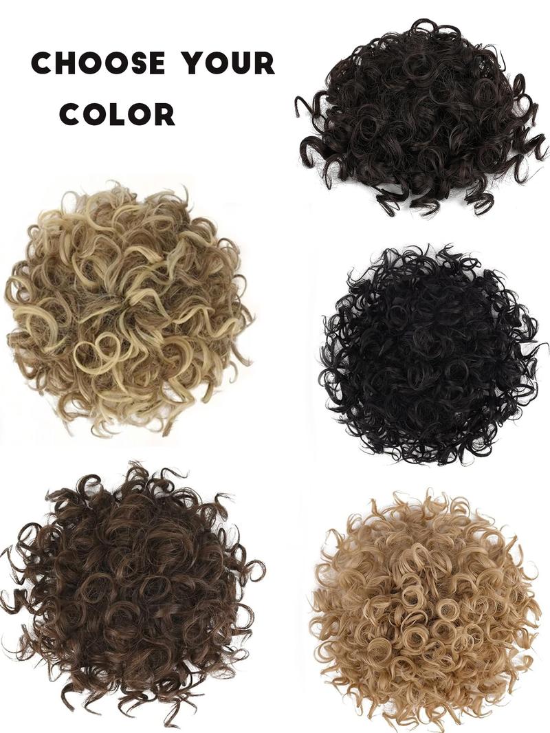 Natural Messy Bun Hair for Women, Synthetic Loose Wave Bun Hair is Ponytail Extension with Elastic Drawstring,  Gorgeous Bun Perfect for Beginners Daily Wear &Party Use. Synthetic Curly Hair (8 Inch)