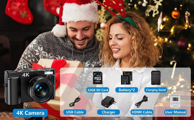 Dual Electric Edition Black Friday  DC101 4K Ultra HD Digital Camera,16x Digital Zoom,48MP Digital Camera 1080P 4K volgging camera,Christmas Gift Portable Camcorder camp  camera
