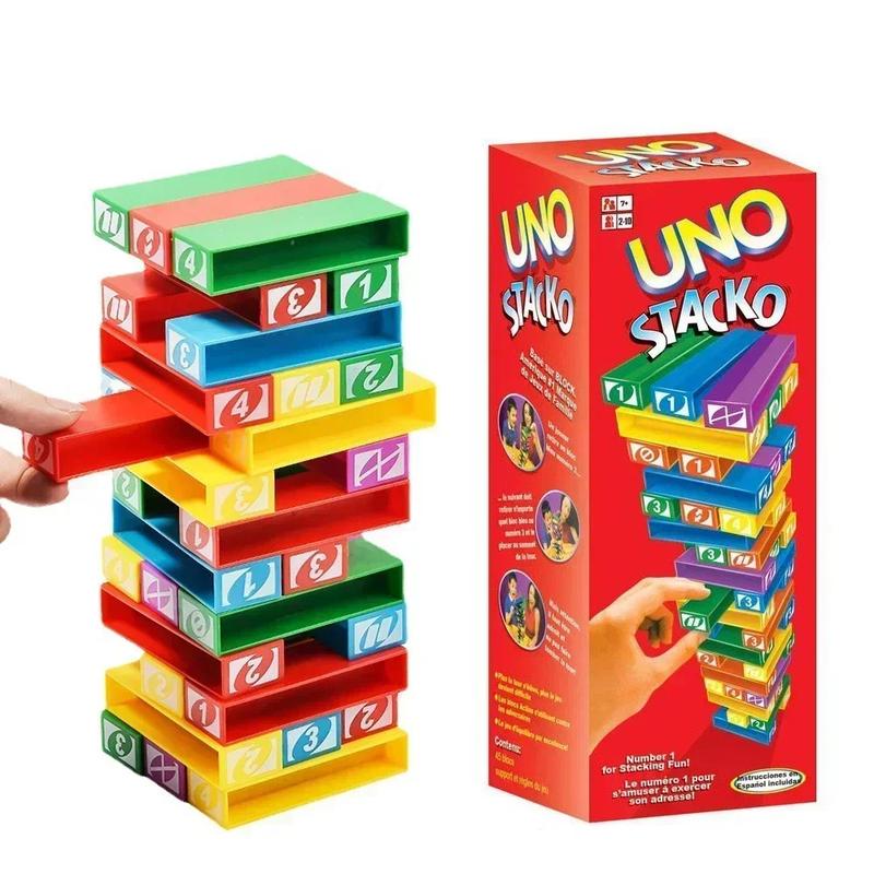 Hot Sale Stacko UNO Card Board Games Family Entertainment Poker Party Early Education Puzzle Stackoed Toy Playing Cards Family Fun Game Birthday Gift