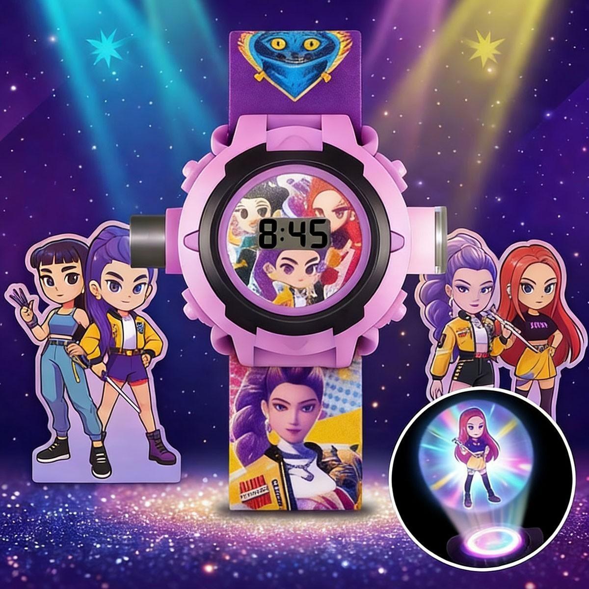 K-pop Projection Watch 24 Pictures Children's Electronic Luminous Toy Rumi Zoey Mira, Multi functional Digital Watch, Luminous Bracelet Gift for Kpop Fans