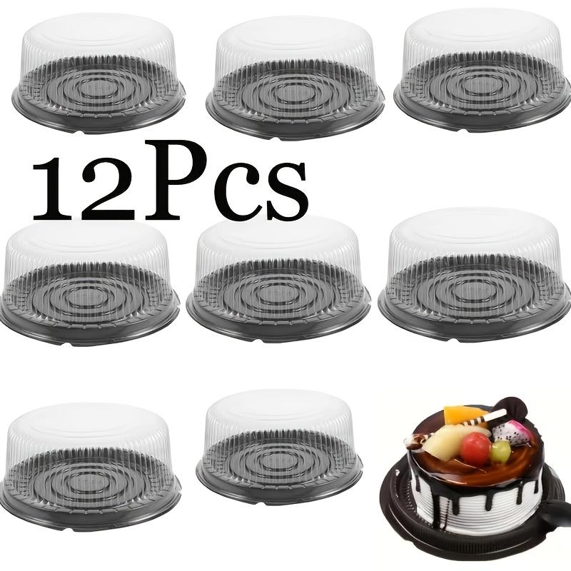Buy 10 Get 2 Free, 12pcs 8-Inch Round Cake Pans, Plastic Disposable Cake Containers with Lids, Transparent Cake Boxes for Baking