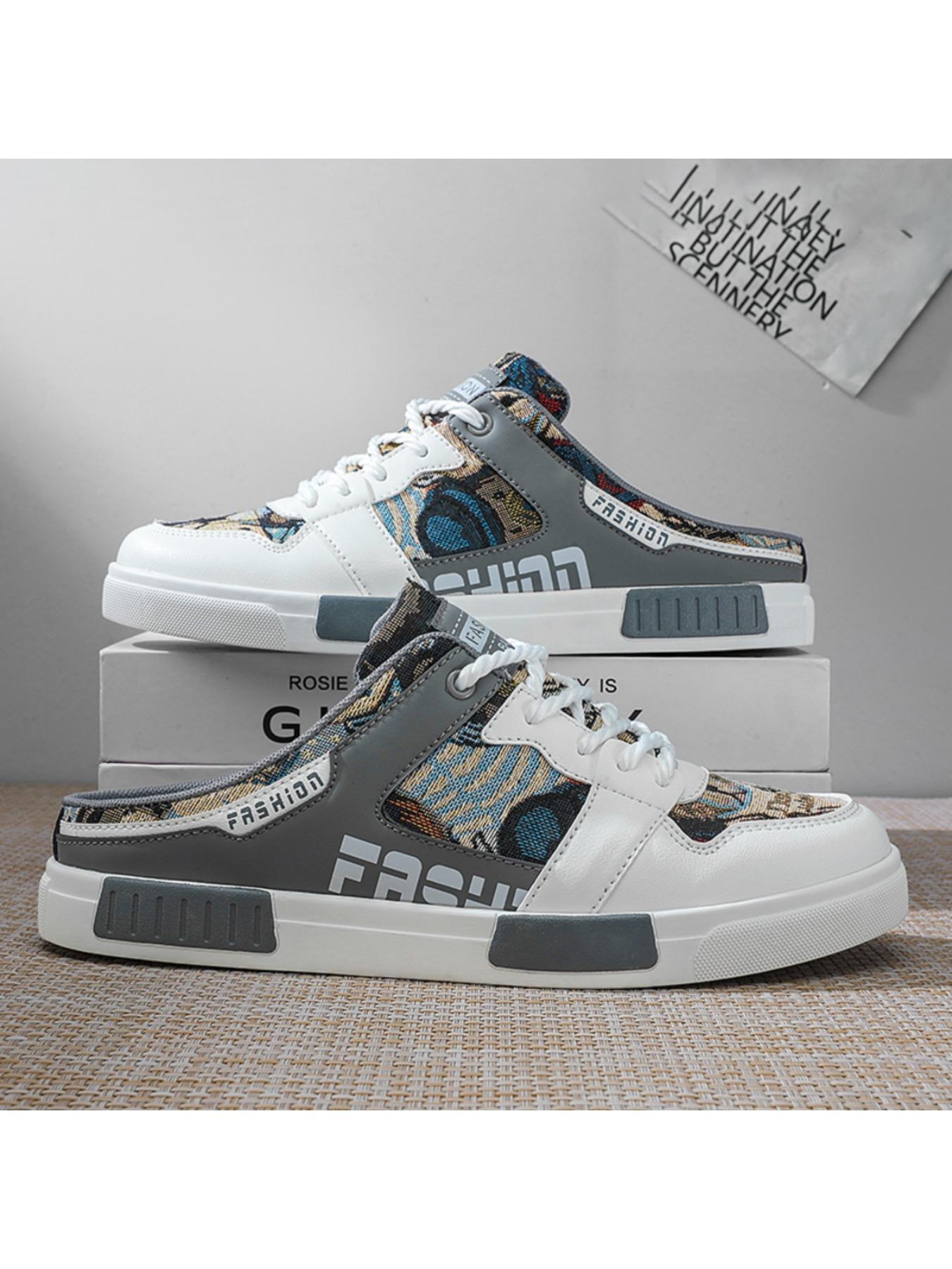 Summer Men's Half Slippers Fashion Large Size Non-Slip Breathable Casual Slippers, Stylish Comfortable Footwear for Daily Wear, Mesh Breathable Slides