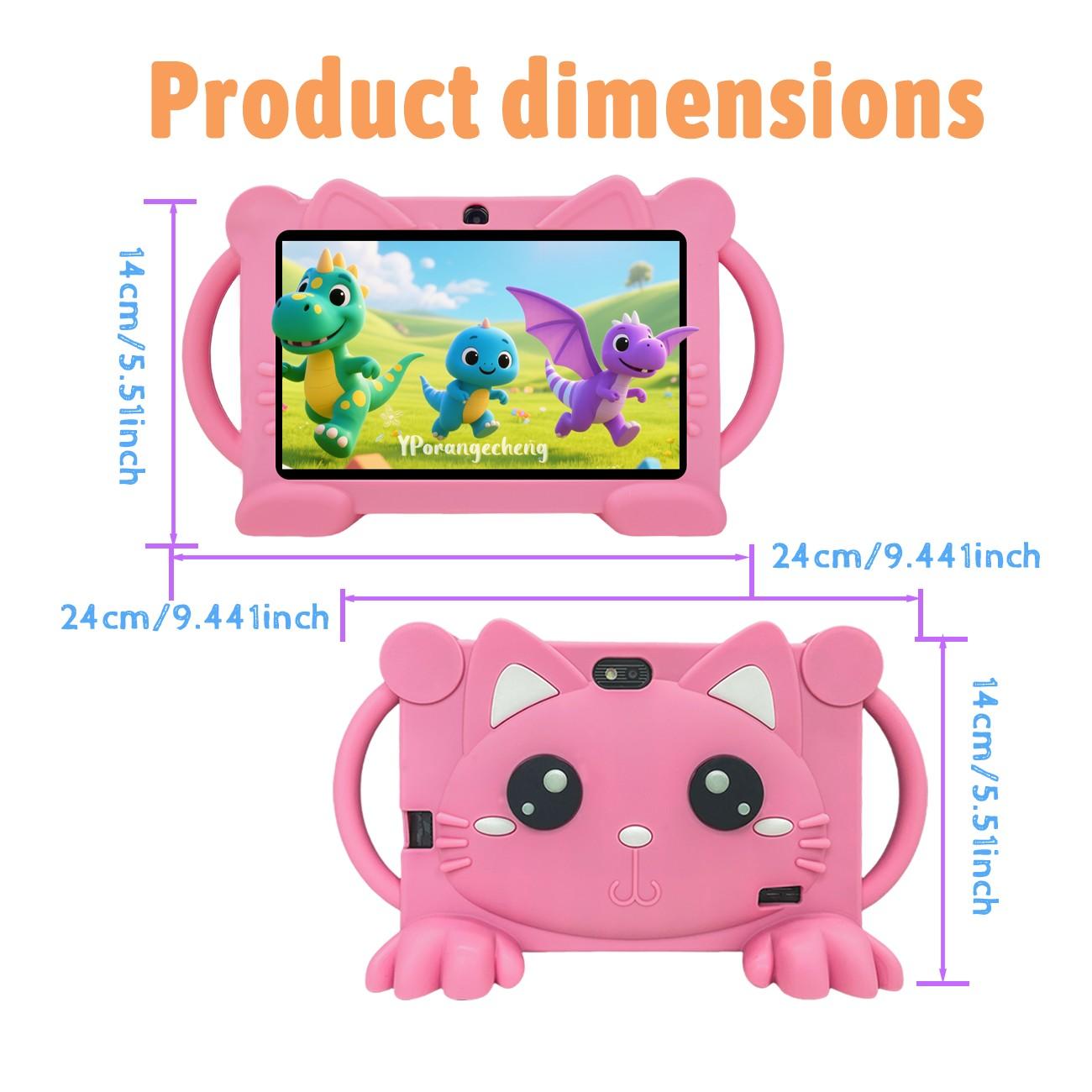7-Inch Kids' Touchscreen Tablet, Quad-Core Android, HD Display, Dual Cameras, WiFi & Bluetooth-Compatible, Adapter Not Included, Parental Control, Ideal Gift for Birthdays