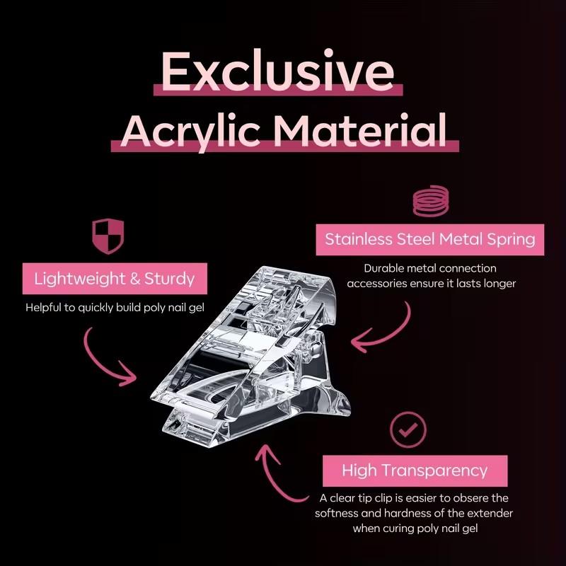 10pcs Acrylic Nail Clip Transparent Gel Quick Building Nail Tips Clips Fingernail Extension UV Clamps Manicuring Art Builder Tools Set