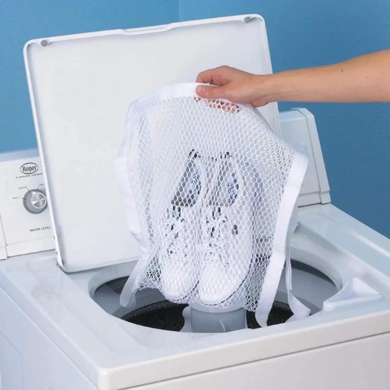 1 Pack Shoe Dryer Bag with Elastic Strap, Shoe Laundry Bags for Sneakers, Laundry Mesh Bag for Sneakers, Running Shoes, Athletic Shoes, 40×40cm Dryer-Safe Shoe Washing Bag, Protects Shoes in Washing Machine and Dryer