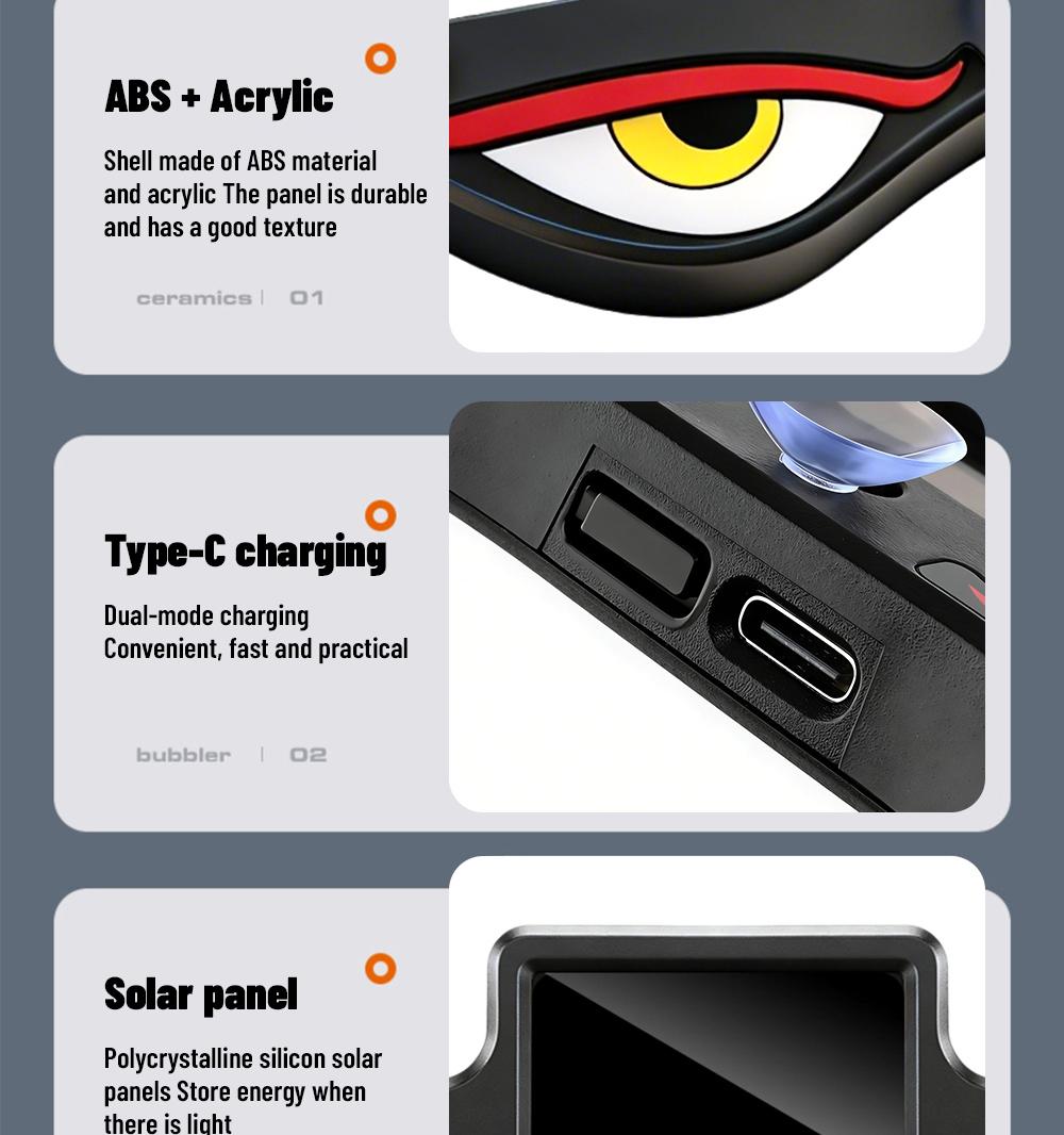 Car Rear Window LED Dynamic Display Light, Vampire Devil Eye Emoji Panel, Auto Decorative Light