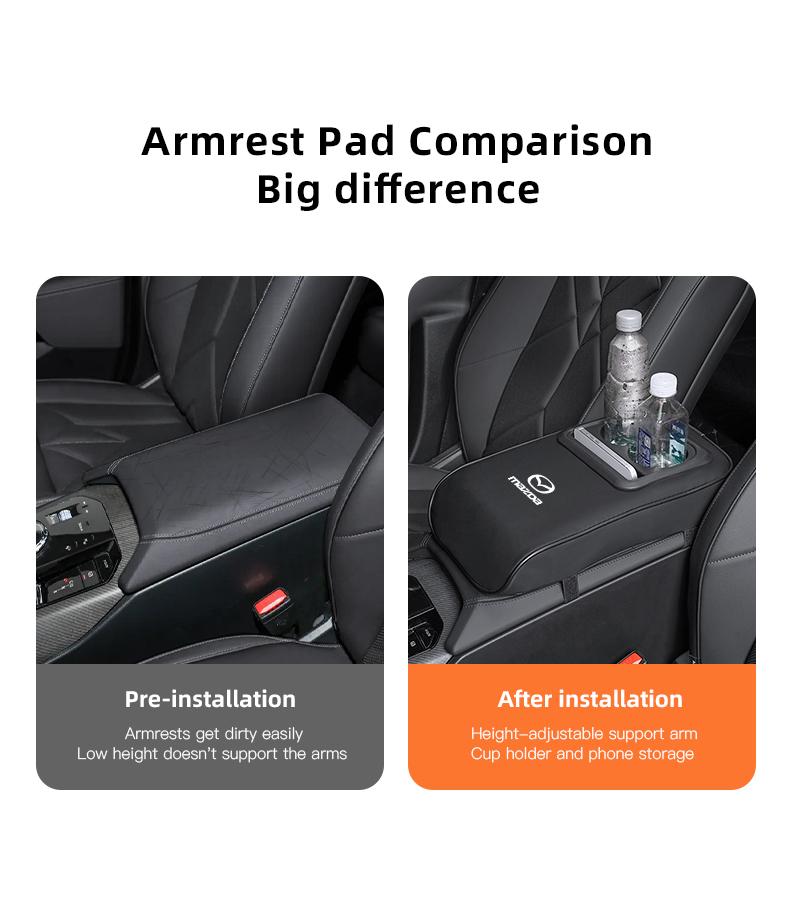 Car Center Console Armrest Pad, Car Armrest Box Mat, Car Armrest Box Cup Holder,For Mazda 2 6 CX-5 CX-80 CX-70 CX-90 MX-30 CX-60 CX-50 CX-30 BT-50 e-TPV CX-3 CX-8 ATENZA CX-9 CX-7 MX-5 Mazda 5 3 RX-8