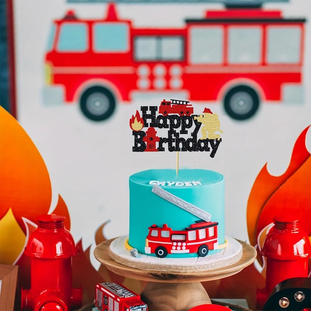 1 Firefighter-themed Birthday Party Cake Decoration