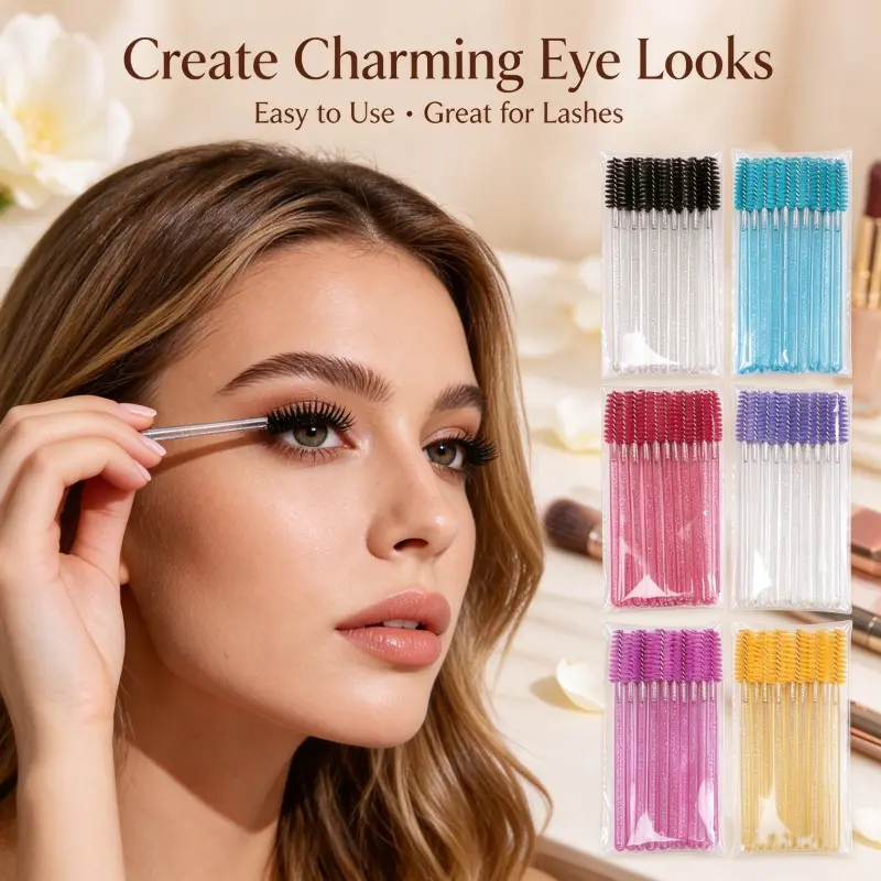 50PCS Disposable Eyelash Brush Combs - Professional Beauty Care Tool with Spiral Mascara Wands for Eyebrow Styling, Lash Lift, Lightweight Salon & Home Use, Includes Lash Tools